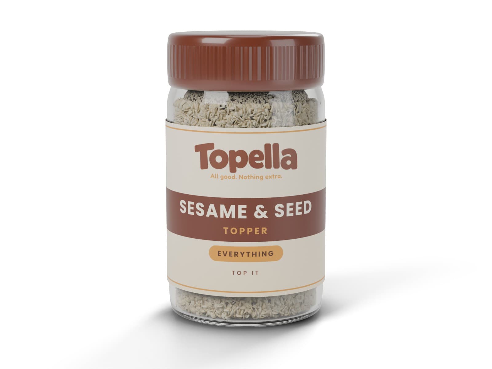 3D render of a jar of Topella Sesame & Seed Topper